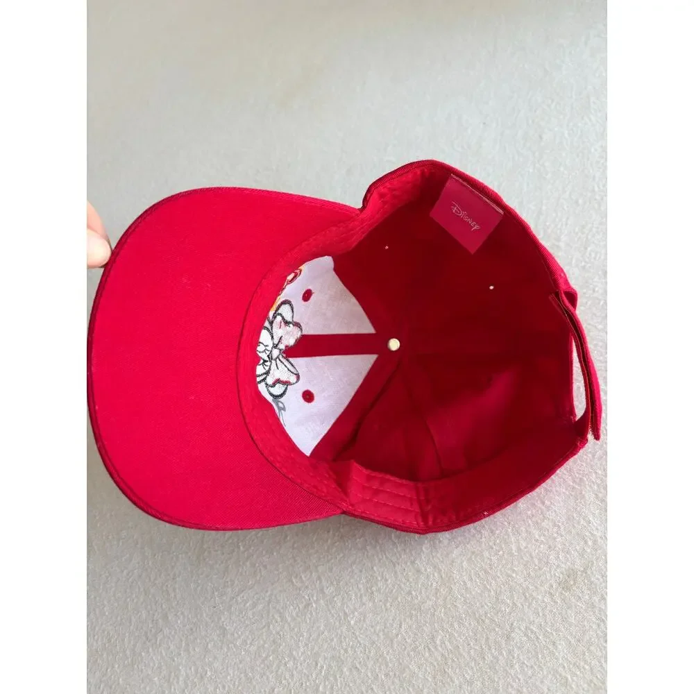 Disney Minnie Mouse Baseball Cap Youth Girls Size 3-5 Red Polka Dots
